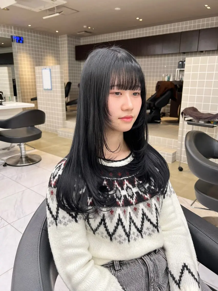 ロング カラー パーマ ヘアアレンジ メンズ キッズ 上品＆韓国風 🥀海心🥀のヘアスタイル