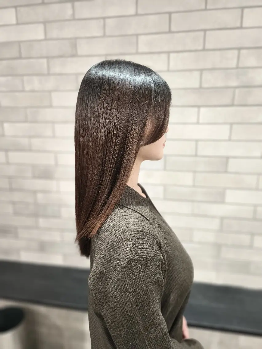 セミロング ハイライト 髪質改善 縮毛矯正 カット 縮毛矯正 トリートメント VIMhair天神店 縮毛矯正 ハイライトのヘアスタイル
