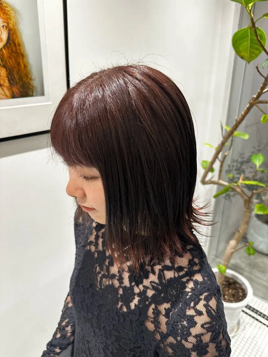 ミディアム カラー ブラウンカラー 縮毛矯正 井村 晃琉のヘアスタイル