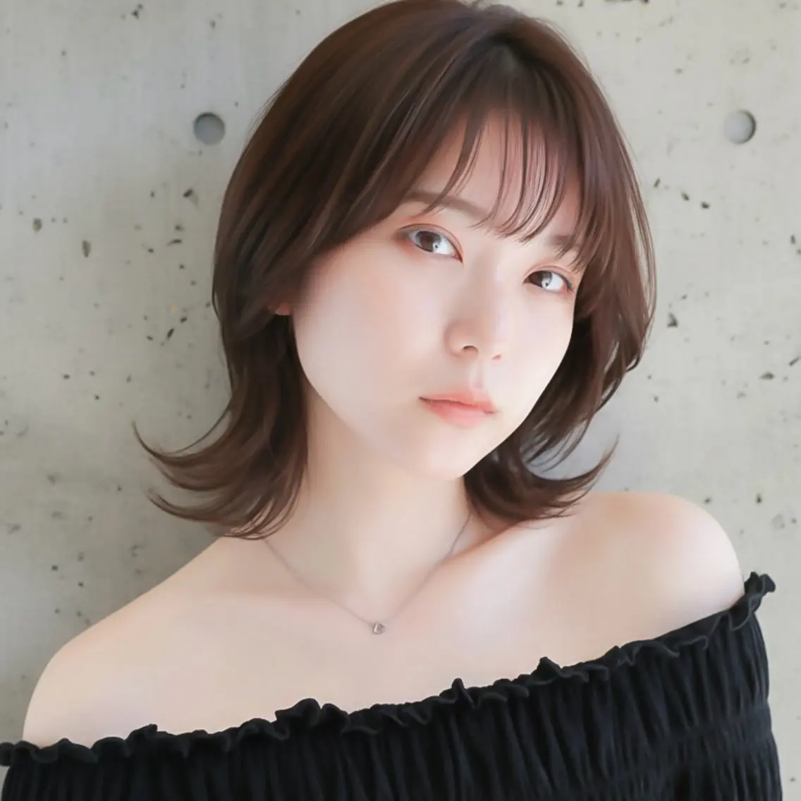 ミディアム カット ヘアカラー ハッシュカット 田窪珠妃のヘアスタイル