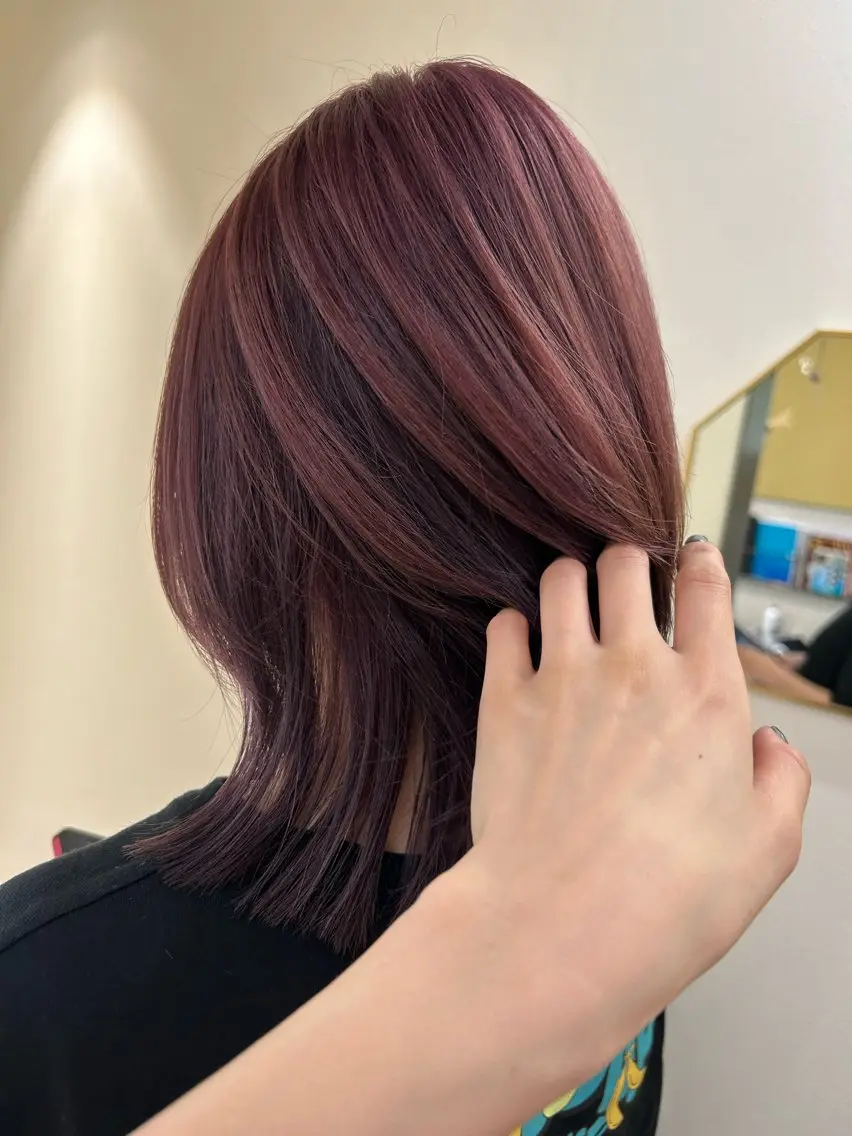 ミディアム カラー ブリーチ デザインカラー ラベンダーカラー ピンクカラー ピンクラベンダー カット ヘアカラー トリートメント hubhair レイヤー/透明感のヘアスタイル