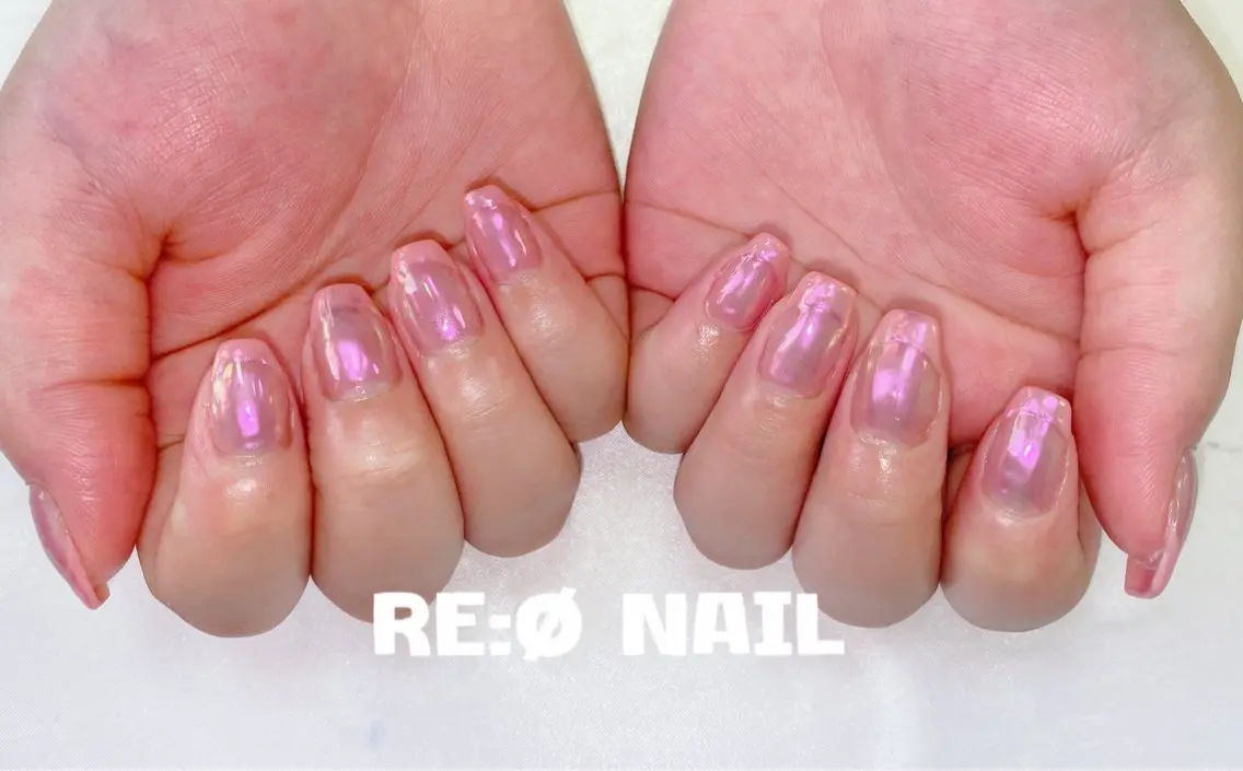 ネイル オーロラネイル ピンク ハンドネイル Re:Ø nail 🩵TSUJIのネイルデザイン