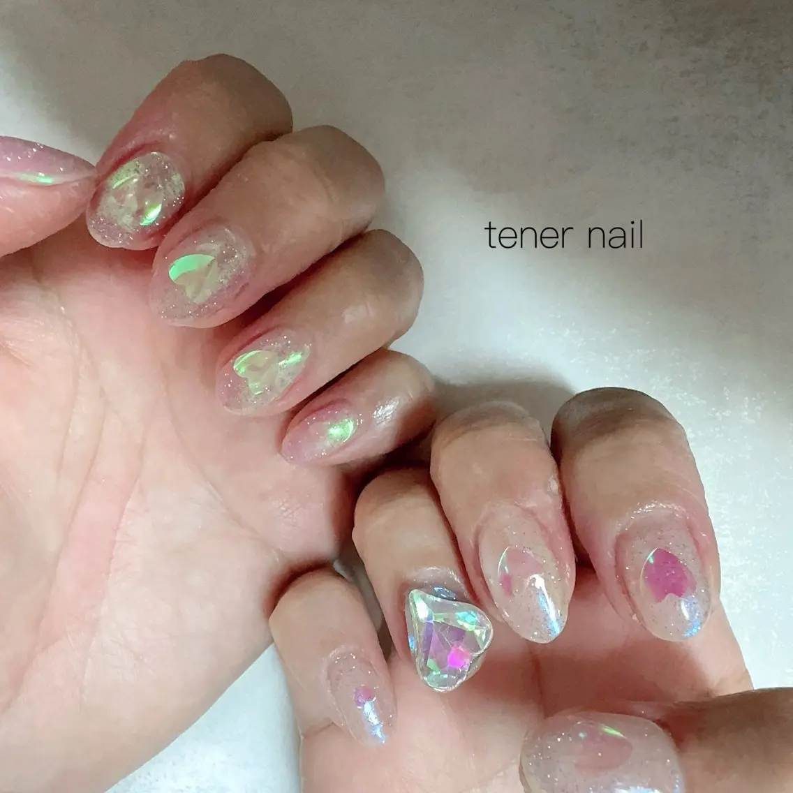 ネイル ハート 氷ネイル・うるうるネイル ハンドネイル テネルネイル tener nailのネイルデザイン