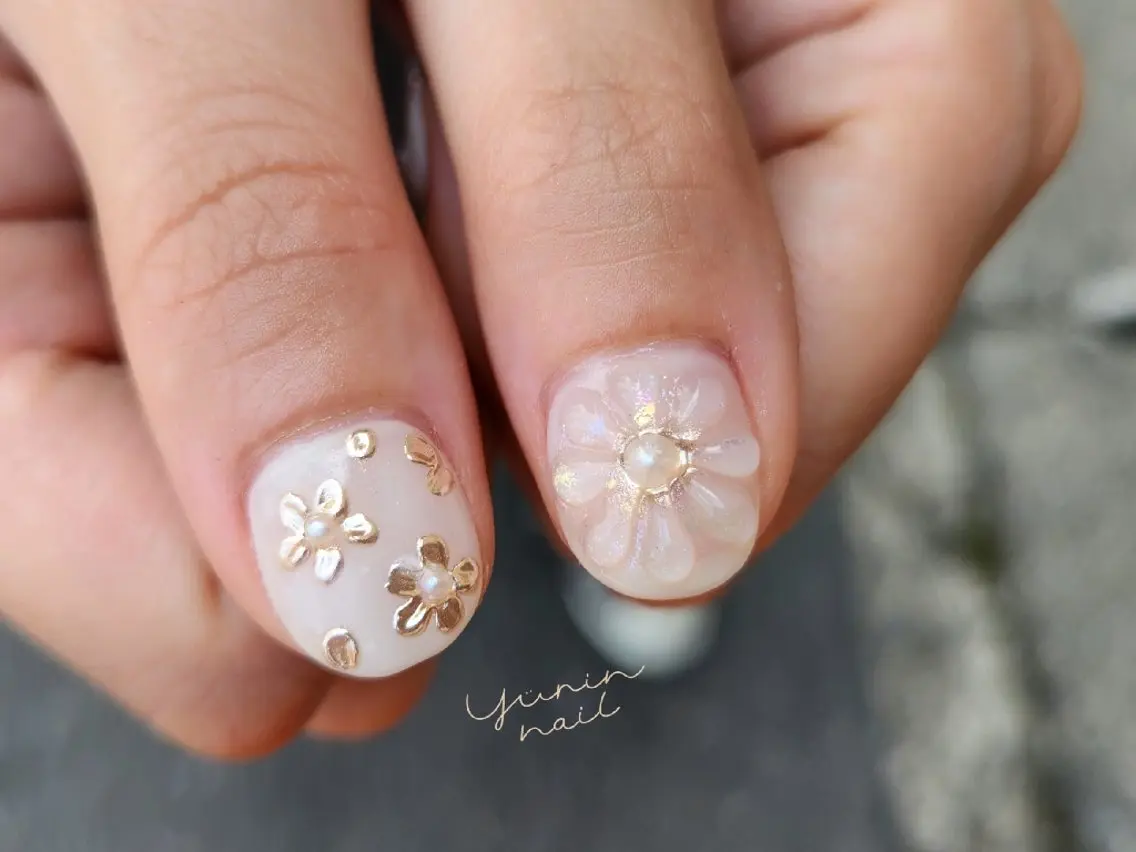 ネイル フラワーネイル ぷっくりネイル ショートネイル専門 yurin nailのネイルデザイン