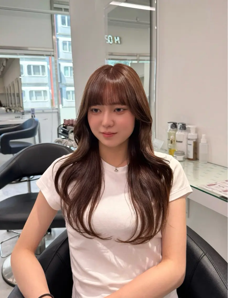 ロング カラー カット ヘアカラー トリートメント 韓国ハッシュカット カラー🤍しゅうじのヘアスタイル