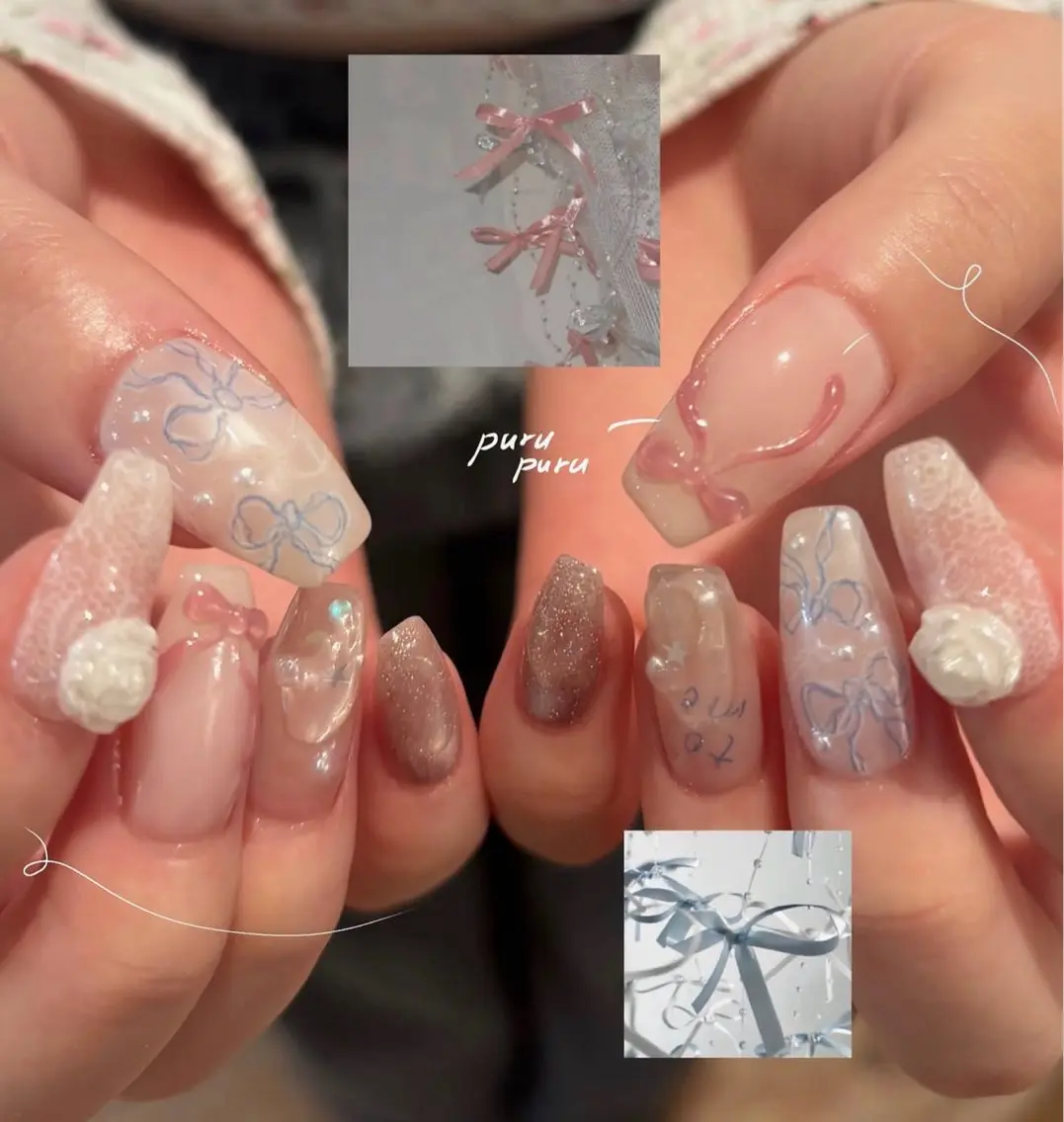 ネイル アートネイル オーロラネイル チークネイル フレンチネイル ガラスフレンチ ハンドネイル 🎀YooLi Nail salonのネイルデザイン