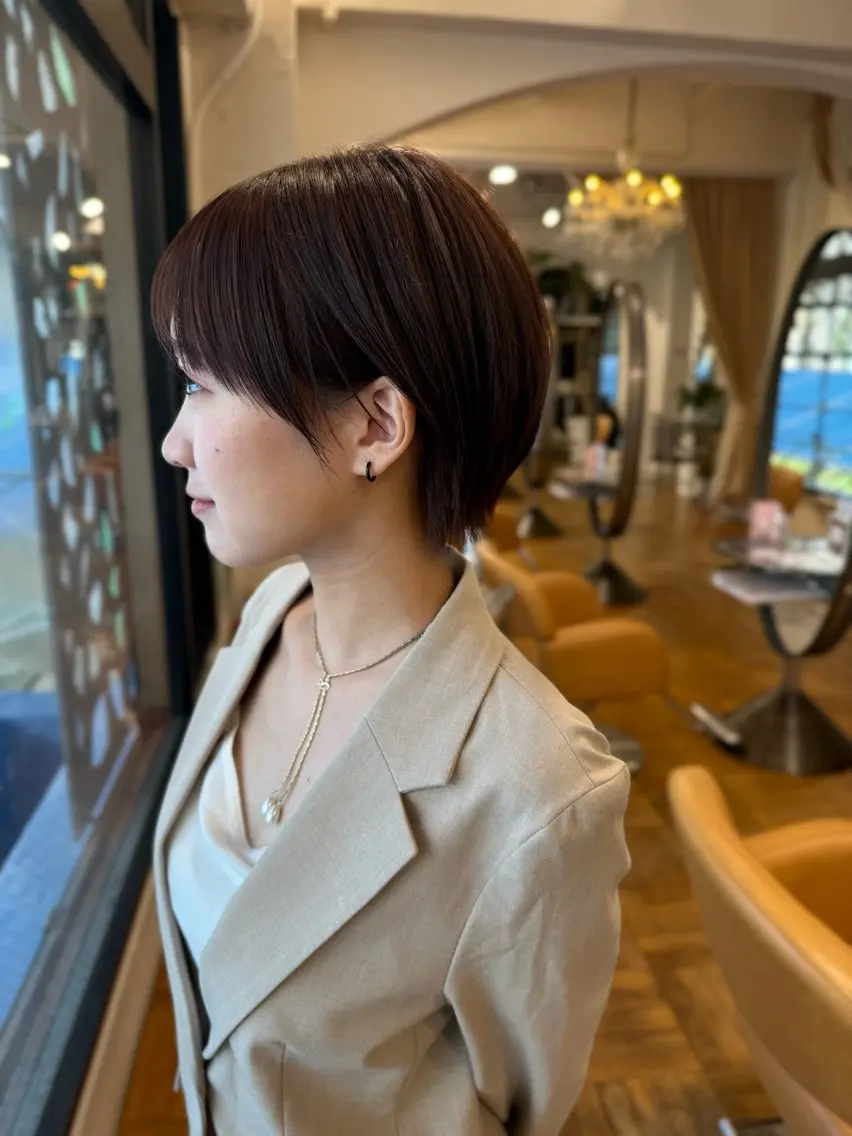ショート 丸みショート ショートヘア カット 縮毛矯正 トリートメント ☀️朝５分で決まる ショート/廣瀬隆志のヘアスタイル