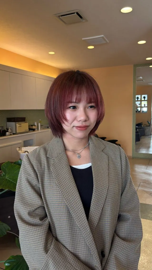 ショート ボブレイヤー ボブ 顔周りカット レイヤーカット カット トリートメント 淡色┊︎ナチュラル 🧁奈那美🧁*.゜のヘアスタイル