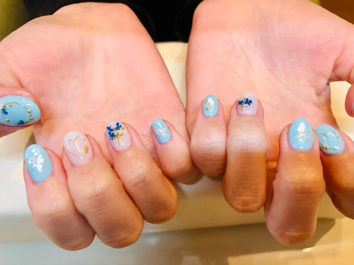 ネイル アートネイル 持ち込み 春ネイル ハンドネイル 🌿Nnail🌿 プライベートサロンのネイルデザイン