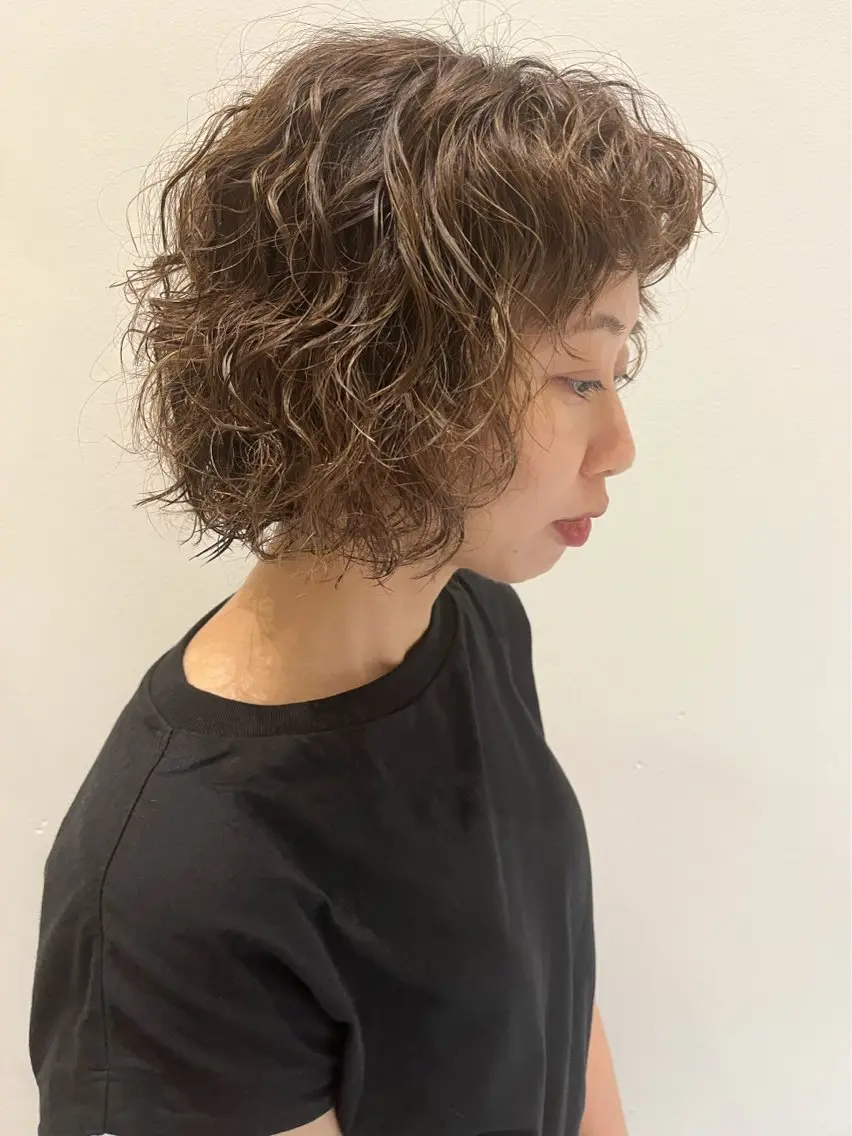 ミディアム カラー パーマ ニュアンスヘア☆樋口 希世☆のヘアスタイル