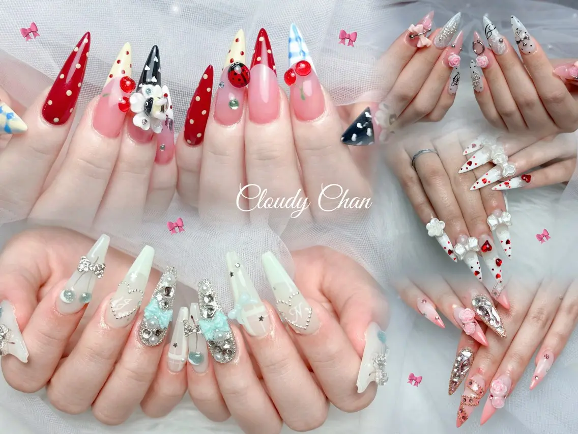 ネイル アートネイル 長さ出し ジェルネイル 韓国ネイル マグネットネイル ハンドネイル Cloudy Chan Nailのネイルデザイン