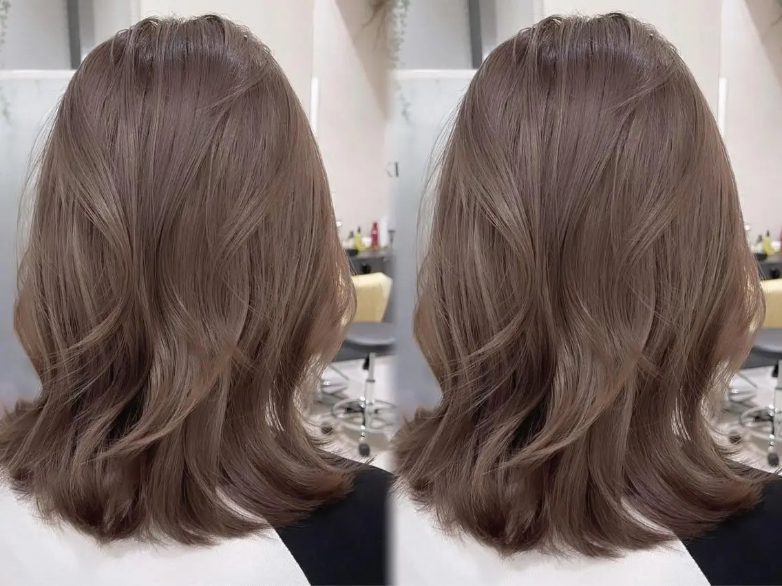 ミディアム カラー ヘアアレンジ ベージュカラー ブリーチ 透明感カラー ブリーチなしカラー 髪質改善 カット ヘアカラー トリートメント 【博多髪質改善】 吉村 清志のヘアスタイル