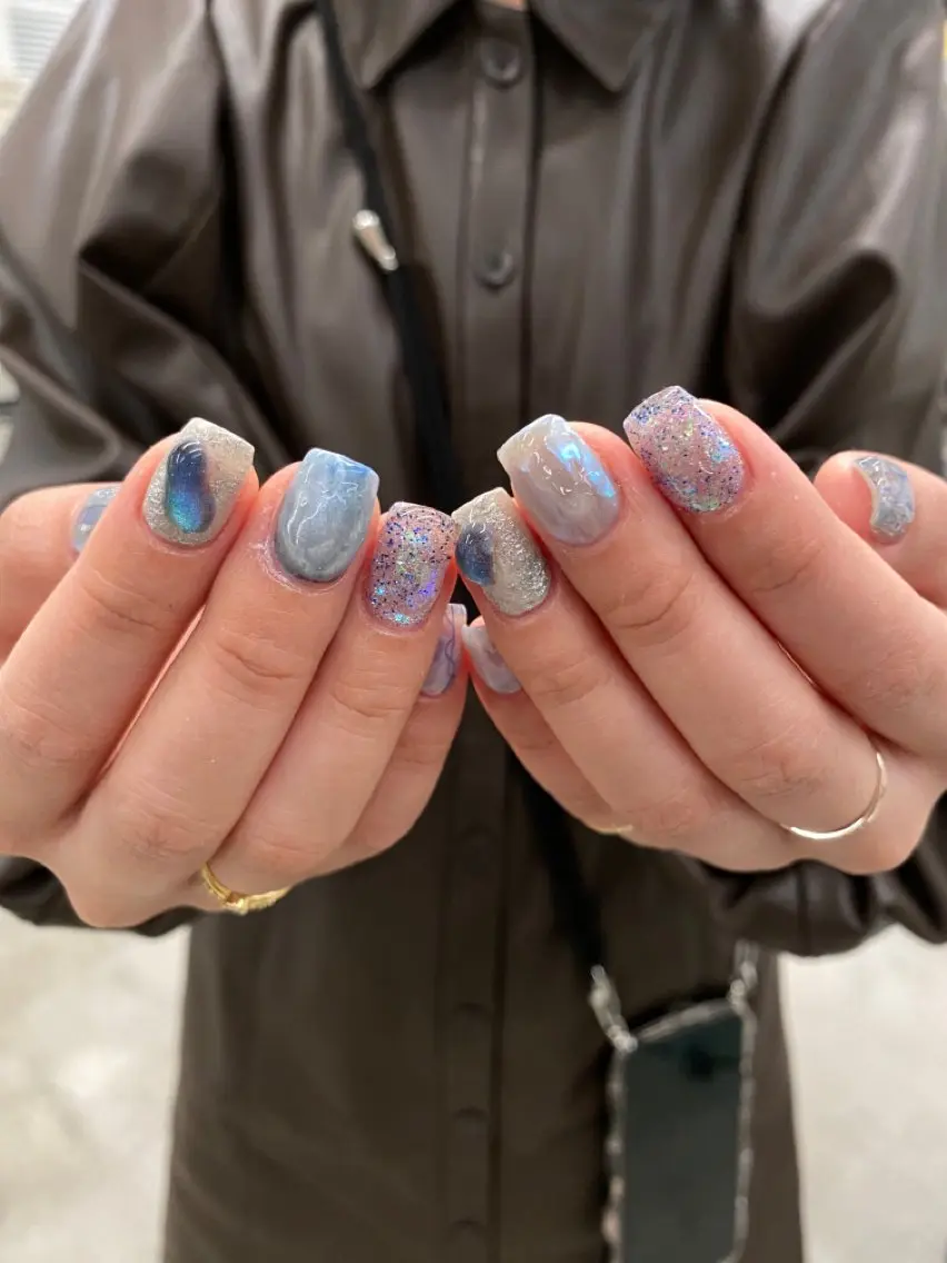 ネイル ブルー ハンドネイル chika ／ nailのネイルデザイン