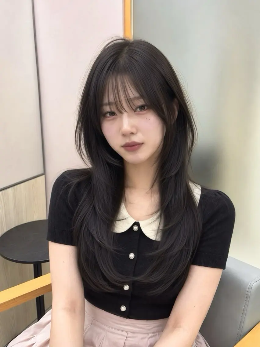 ミディアム カラー ハッシュカット 韓国風ヘア レイヤーカット カット ヘアカラー トリートメント 🏆韓国ヘア/ レイヤー/junのヘアスタイル