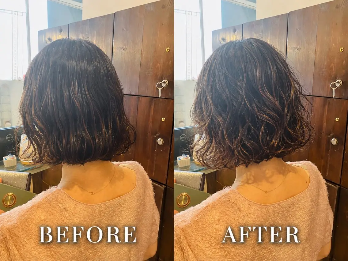 ミディアム パーマ 奥谷 美代子のヘアスタイル