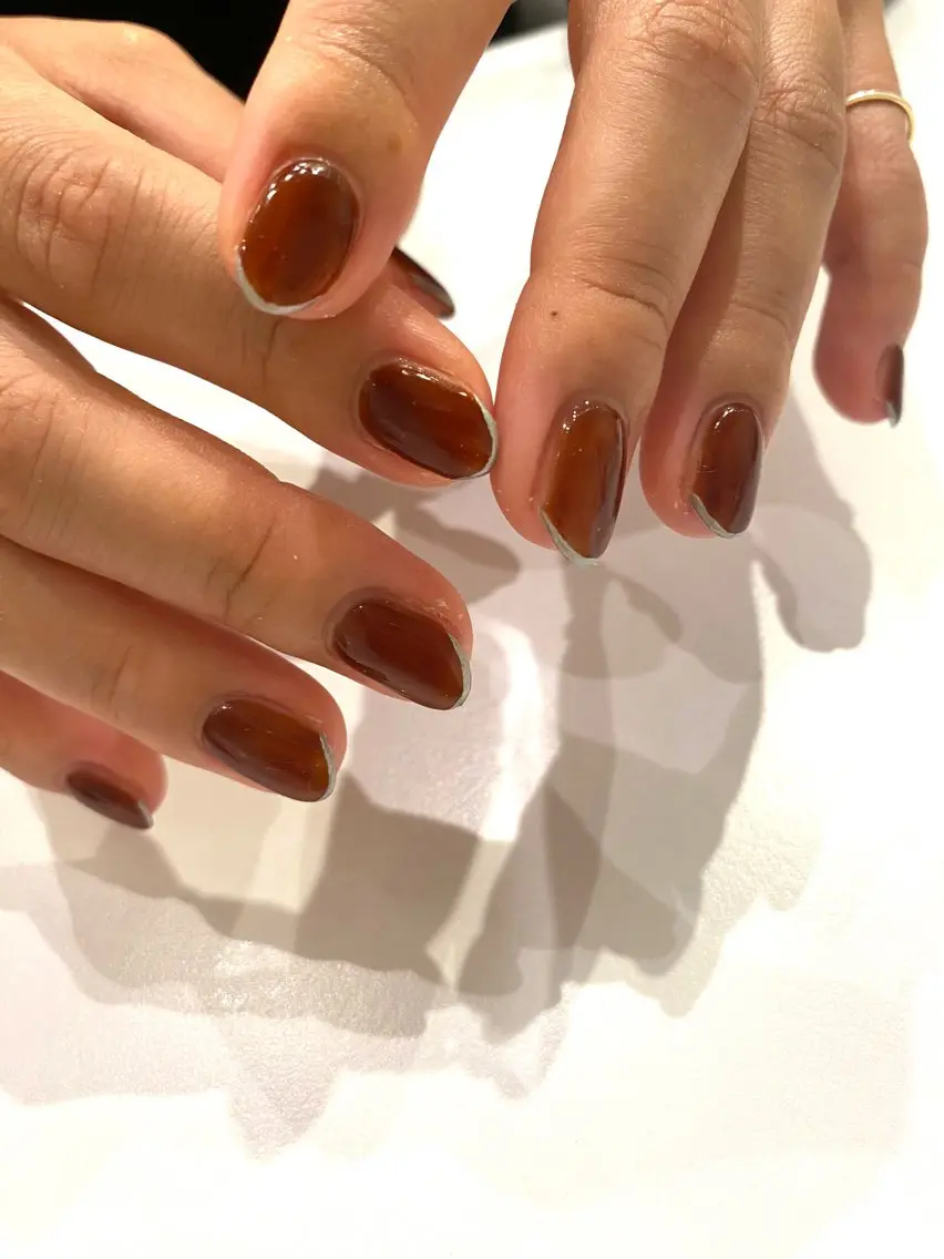 ネイル フレンチネイル シルバー ハンドネイル Ann nailのネイルデザイン