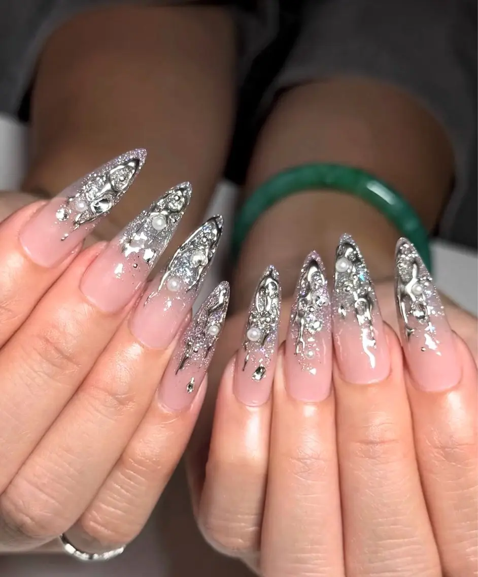 ネイル アートネイル フレンチネイル ジェルネイル 韓国ネイル ミラーネイル Rin Nail 新大久保店のネイルデザイン