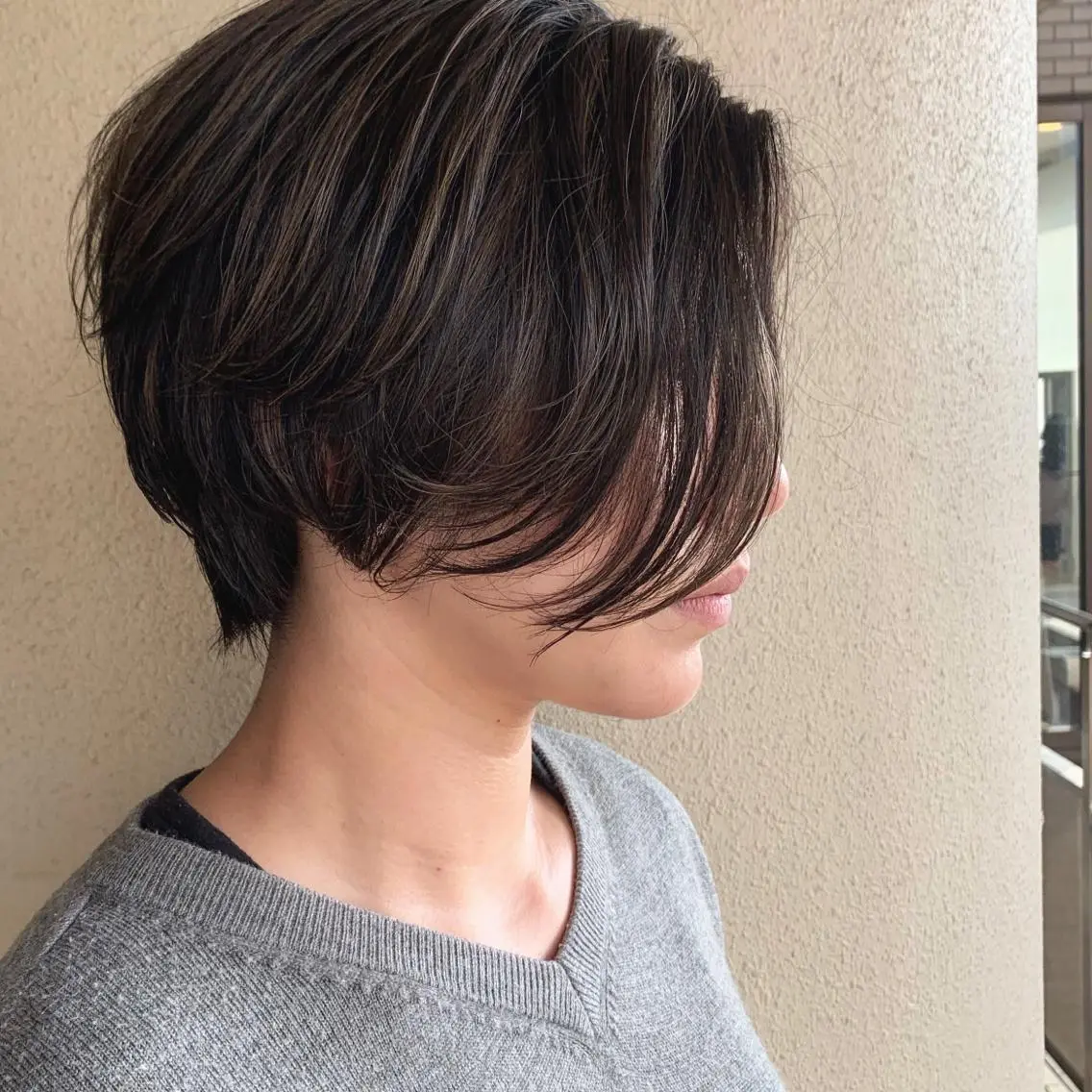 ショート カラー グレージュ ハイライトカラー ハイライト ショートヘア 本町/新町/心斎橋 透明感カラーSANCのヘアスタイル