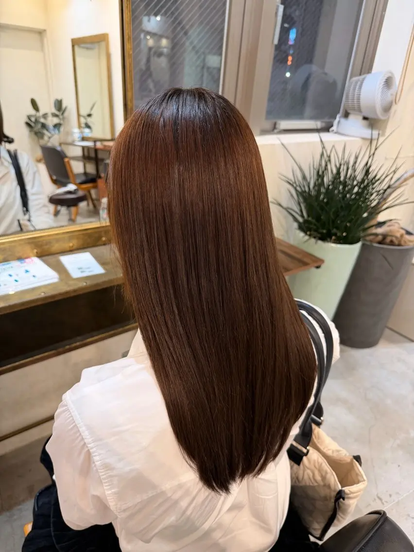 ロング 縮毛矯正 🌻miyu🌻/ 縮毛矯正/ワンカラーのヘアスタイル