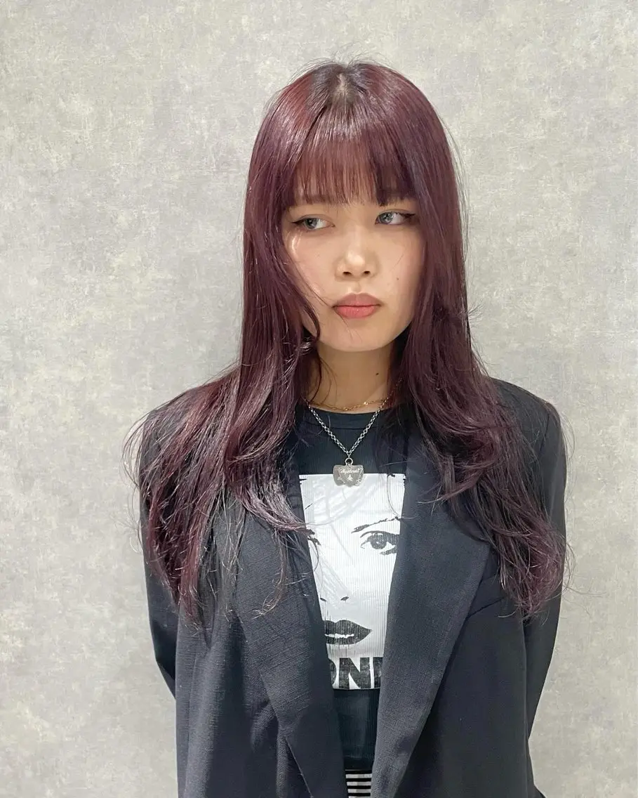 ロング カラー ヘアカラー つちくら あみのヘアスタイル