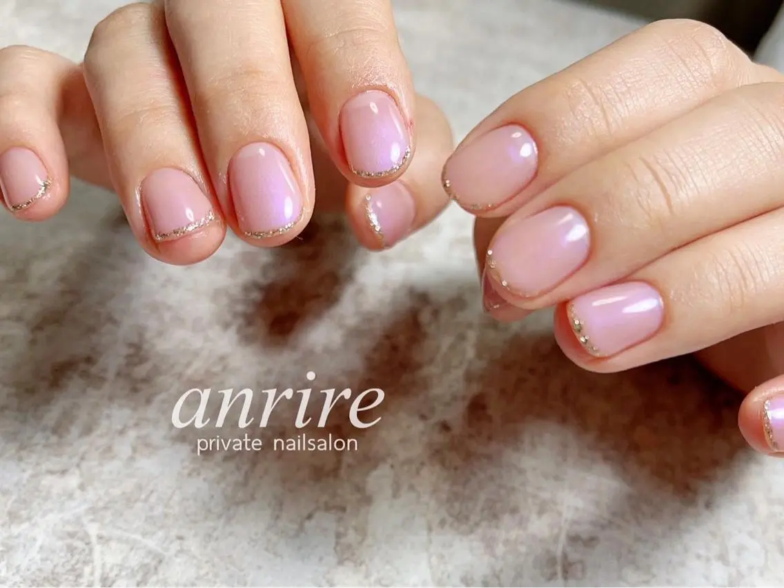 ネイル ジェルネイル ラメ(グリッター) オフィスネイル パラジェル ピンク ハンドネイル nailsalon anrireのネイルデザイン
