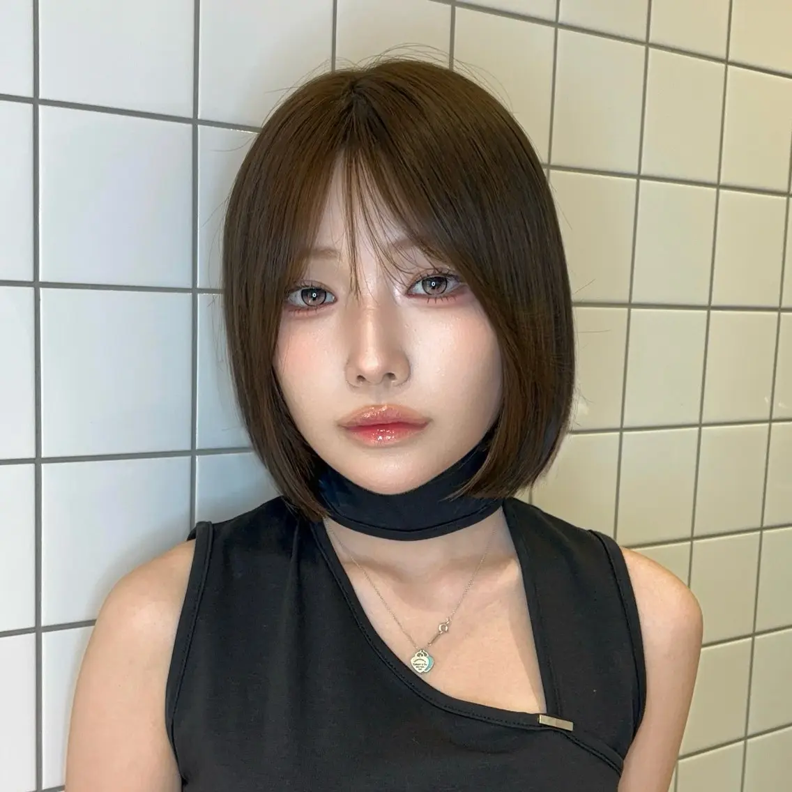 ミディアム カラー ヘアアレンジ ベージュカラー 透明感カラー ボブ 韓国風ヘア ワンホンヘア 韓国ヘア/ レイヤー/Rumiのヘアスタイル
