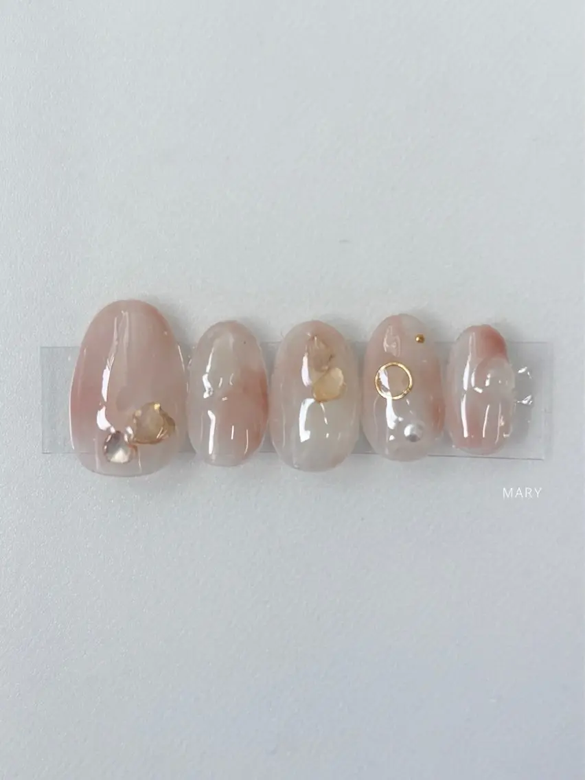 ネイル ニュアンスネイル ピンク 春ネイル ハンドネイル Mary nail .narumiのネイルデザイン
