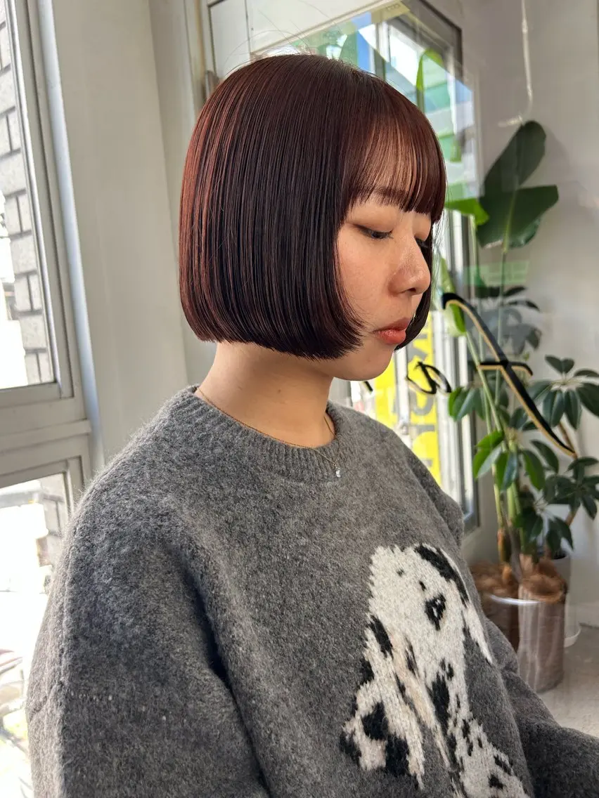 ミディアム カラー ブラウンカラー オレンジ オレンジブラウン ボブ カット ヘアカラー maho/垢抜け カラーパーマのヘアスタイル