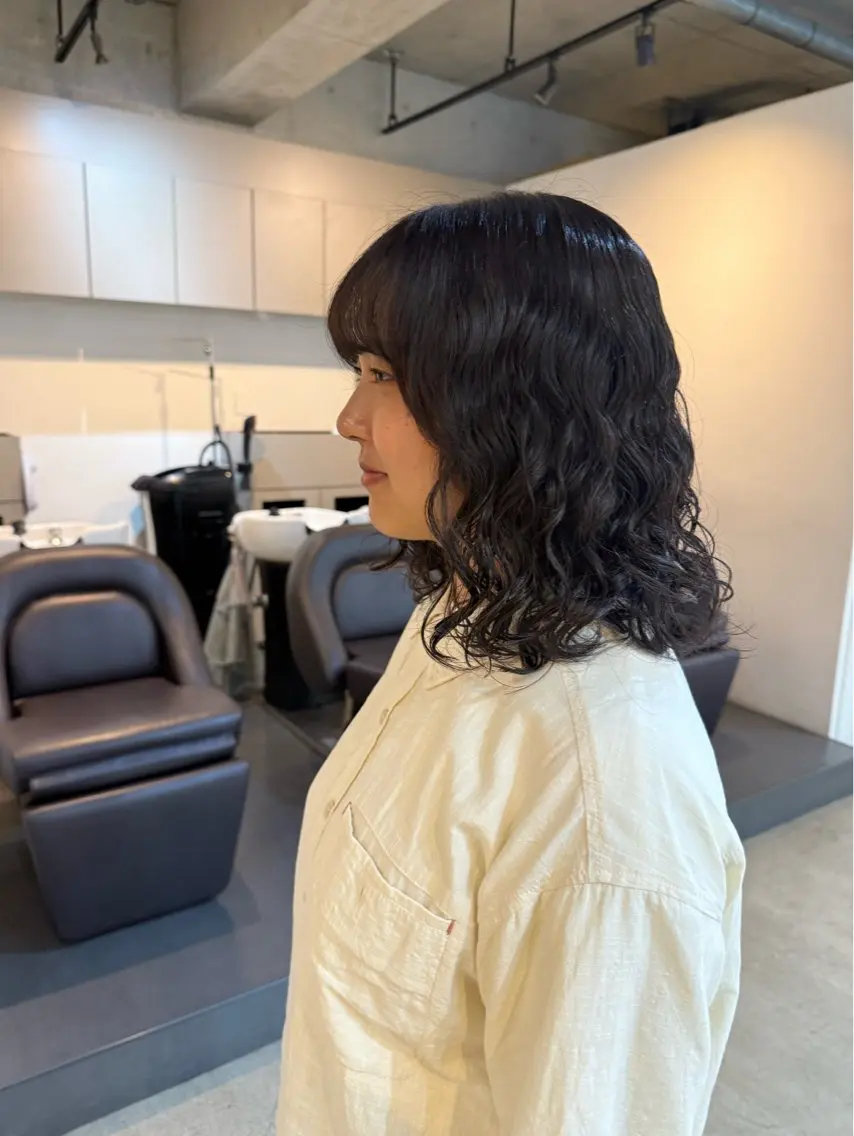 セミロング 🌿朝5分でお洒落 パーマスタイル🌿のヘアスタイル