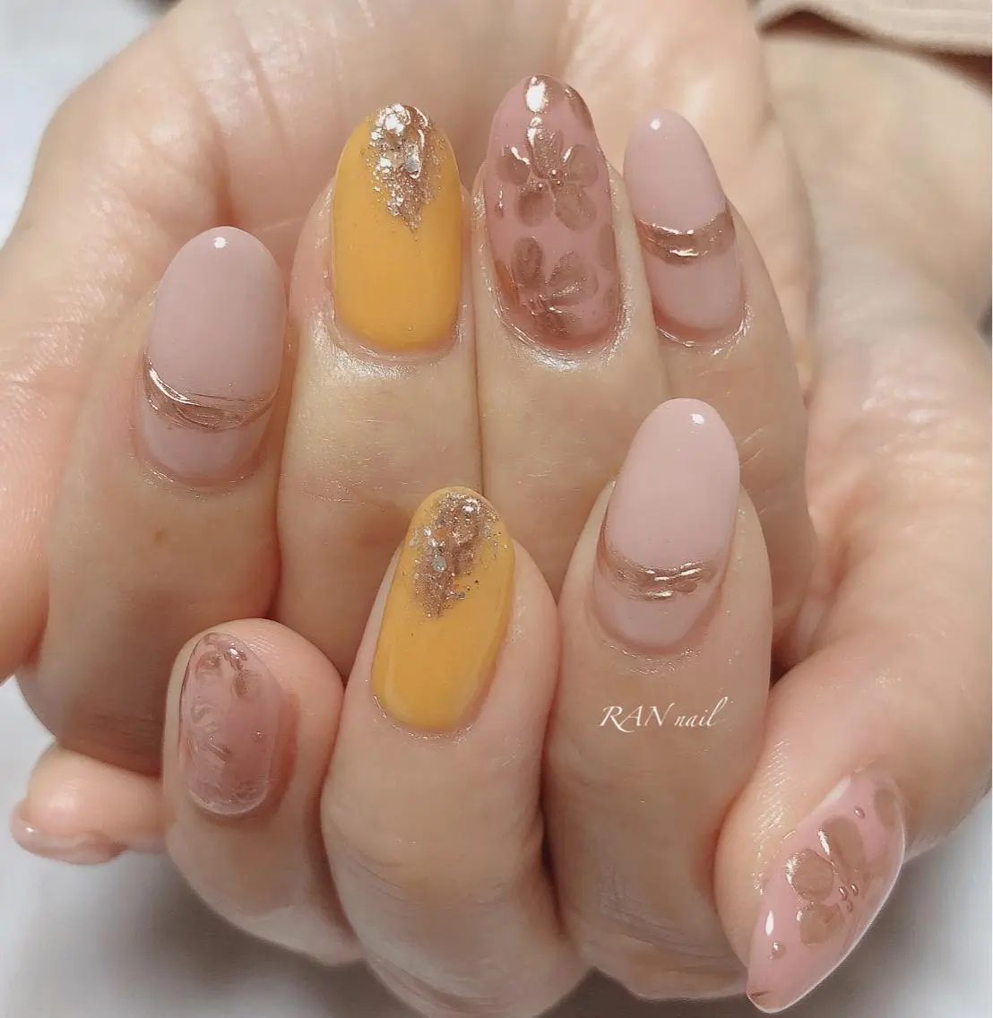 ネイル 入学式 フラワーネイル フットネイル ジェルネイル ミラーネイル RAN nailのネイルデザイン