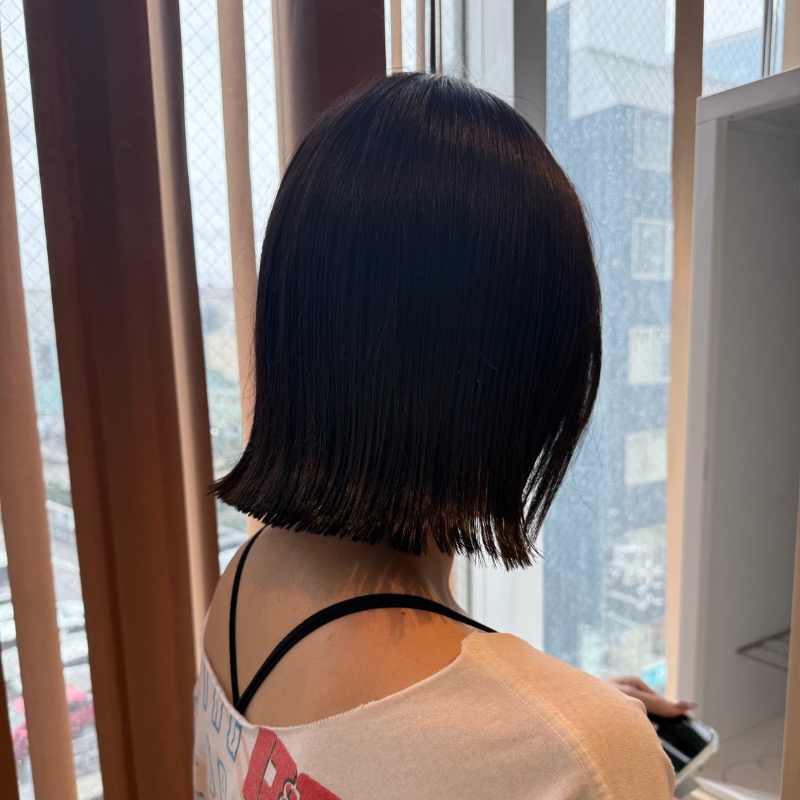 ミディアム 切りっぱなしボブ ボブ 似合わせカット 外ハネヘア カット SHIZU ❄️⋆.˚のヘアスタイル