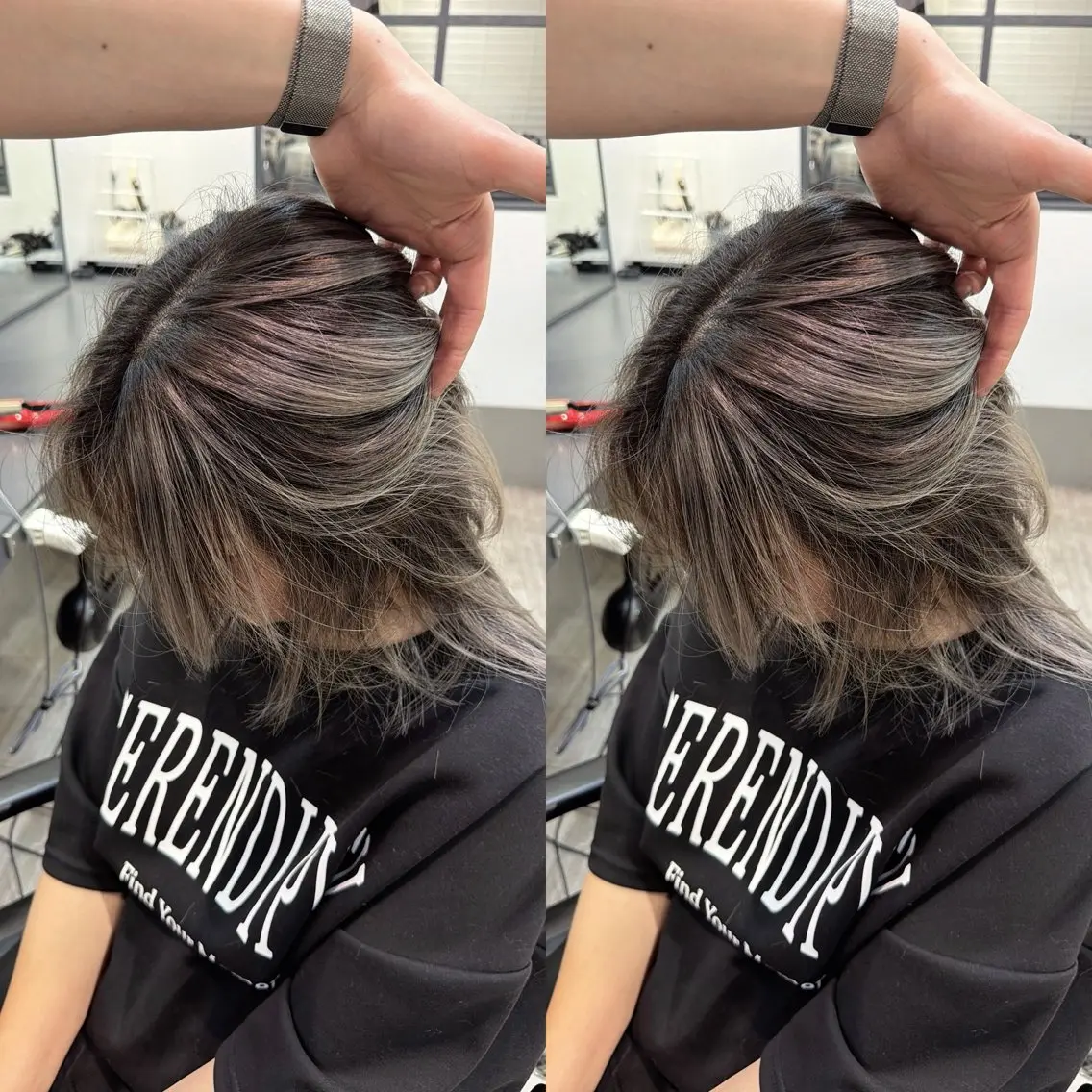 ミディアム カット ヘアカラー トリートメント バレイヤージュ ボブ🌈ナツヤのヘアスタイル