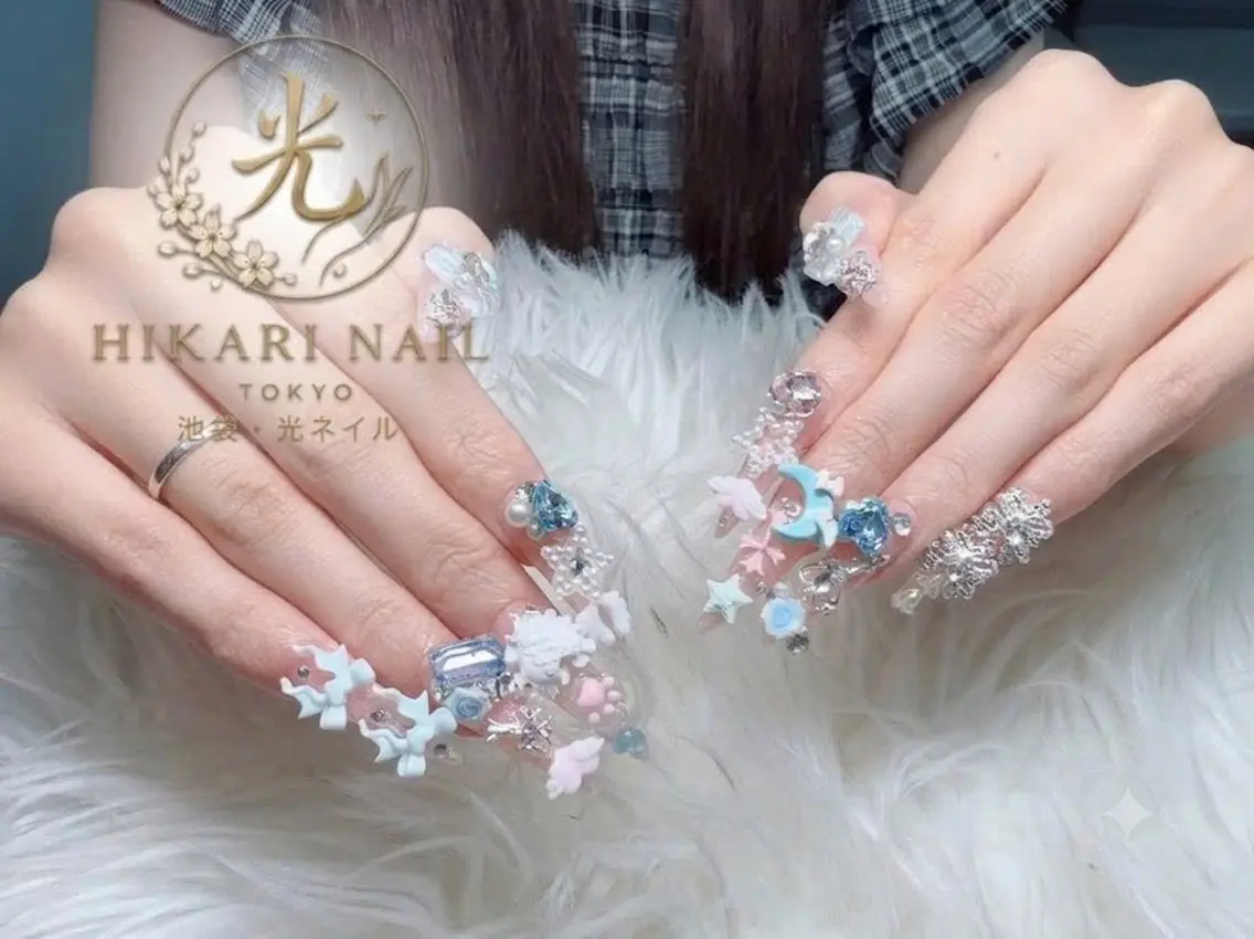 ネイル チークネイル 長さ出し フレンチネイル ガーリー ハロウィン ハンドネイル HikariNail Ikebukuroのネイルデザイン