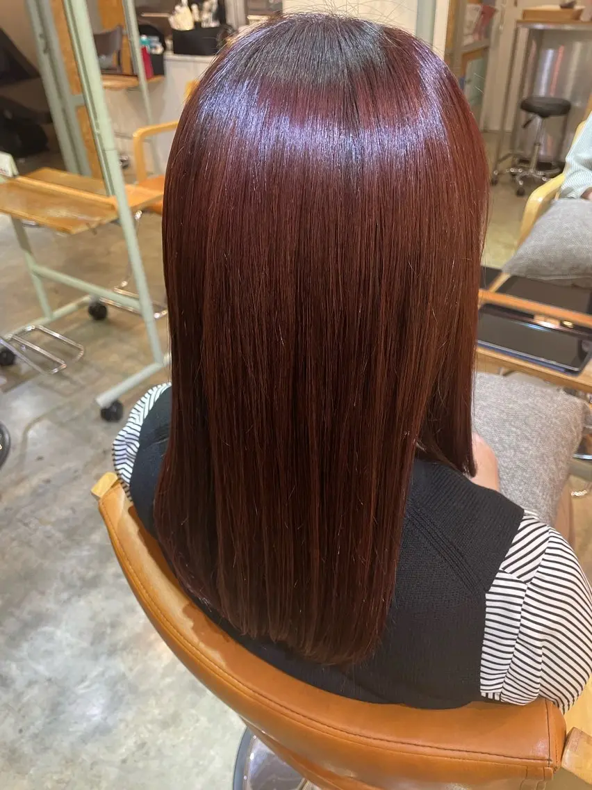 セミロング ピンクブラウン トリートメント カット ヘアカラー トリートメント 佐藤 菜々美のヘアスタイル