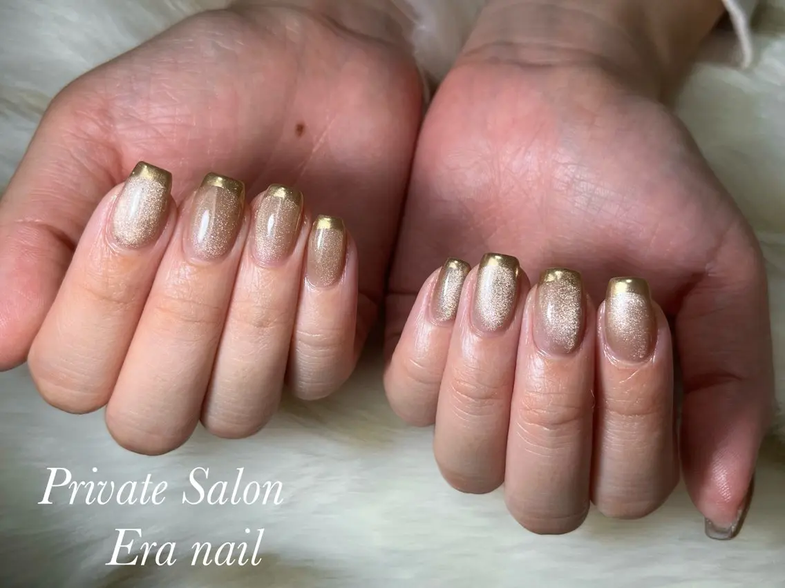 ネイル フレンチネイル マグネットネイル ミラーネイル Era nailのネイルデザイン