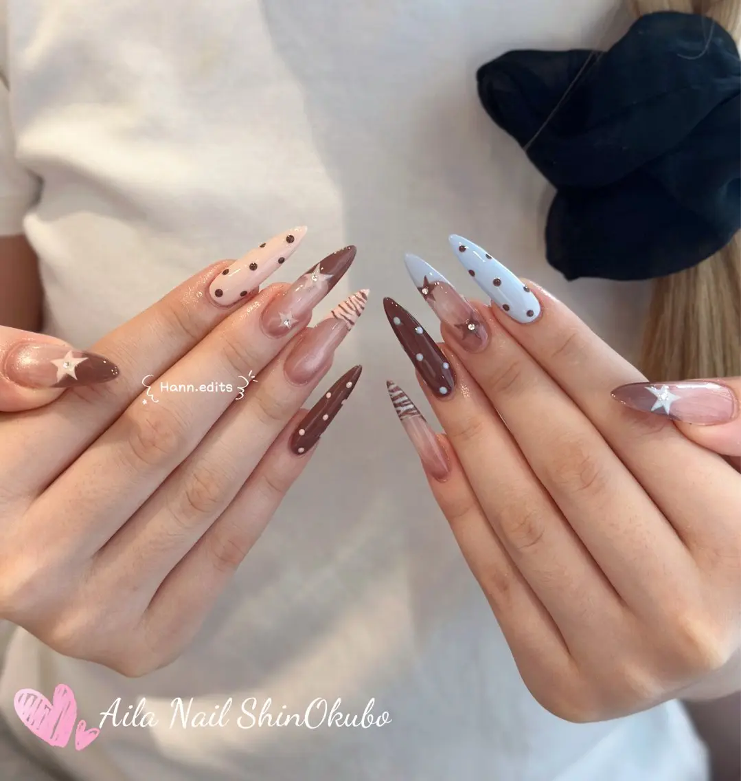 ミディアム 韓国風ヘア ハンドネイル Aila Nail HanChanのネイルデザイン