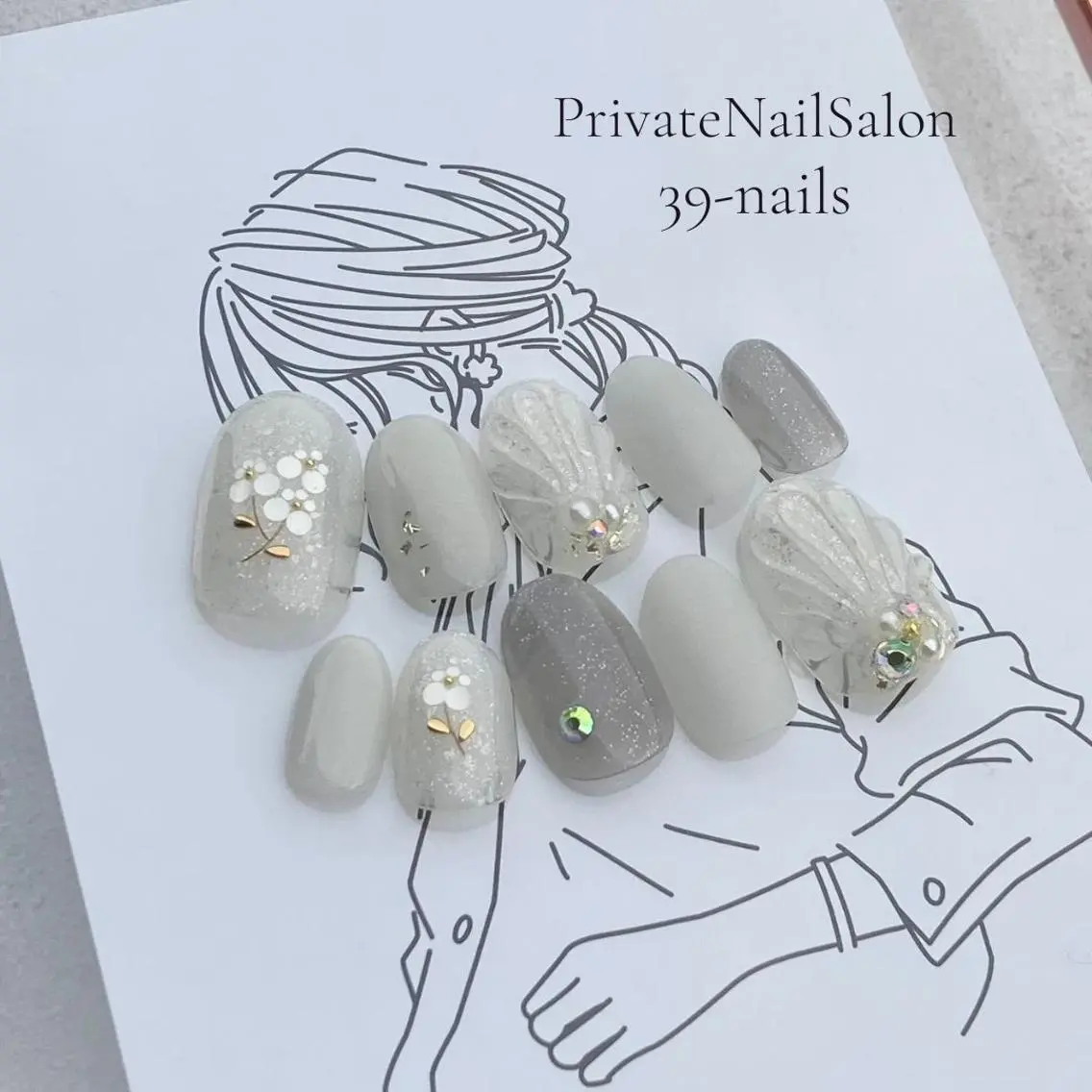 ネイル 成人式 ジェルネイル パラジェル ぷっくりネイル ブライダルネイル 39-nails EharaMikuのネイルデザイン