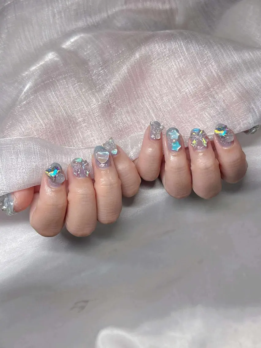 ネイル 長さ出し グラデーション 卒業式 キラキラネイル マグネットネイル ハンドネイル Lee Nailsのネイルデザイン