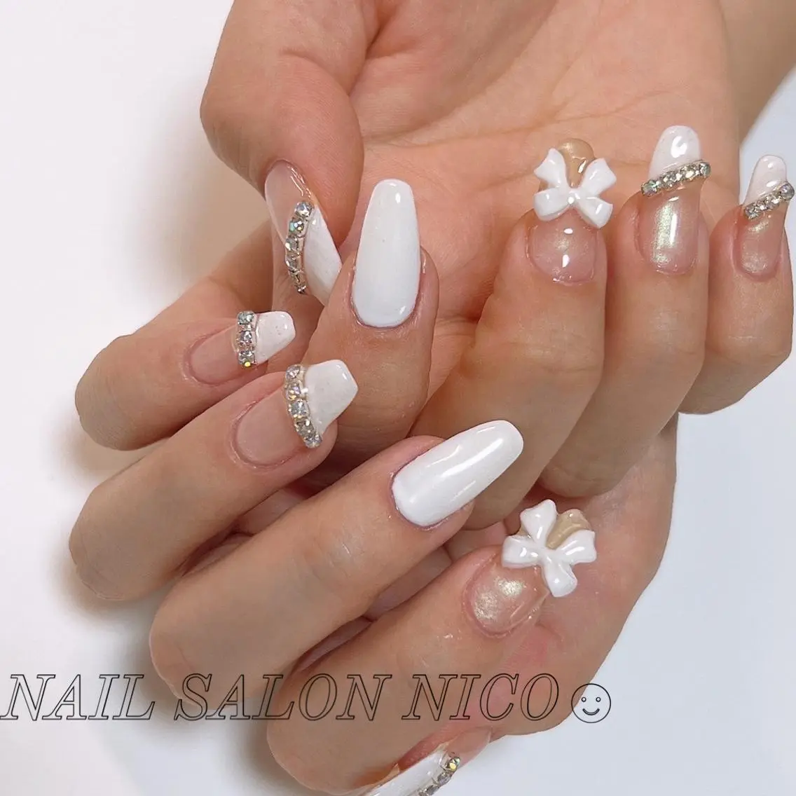 ネイル リボン ハンドネイル Nail salon nico☻のネイルデザイン