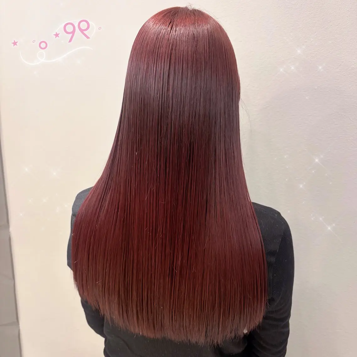ロング カラー ブリーチ ボルドーカラー ブリーチなしカラー カット ヘアカラー 顔周り/ガーリー /ヘアメ/あつはのヘアスタイル