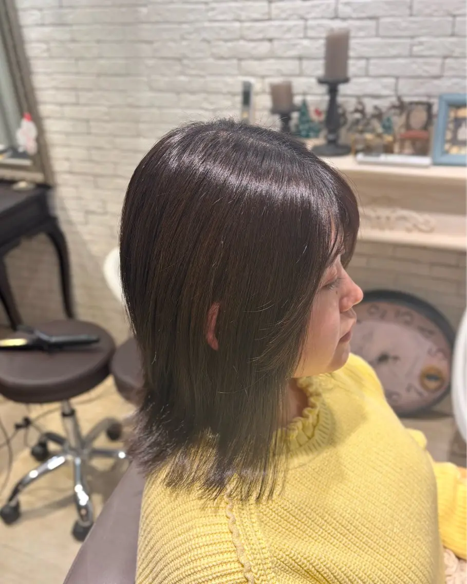 ミディアム カラー カット ヘアカラー 🌱なゆみ🌱透明感 /ナチュラル/高宮のヘアスタイル