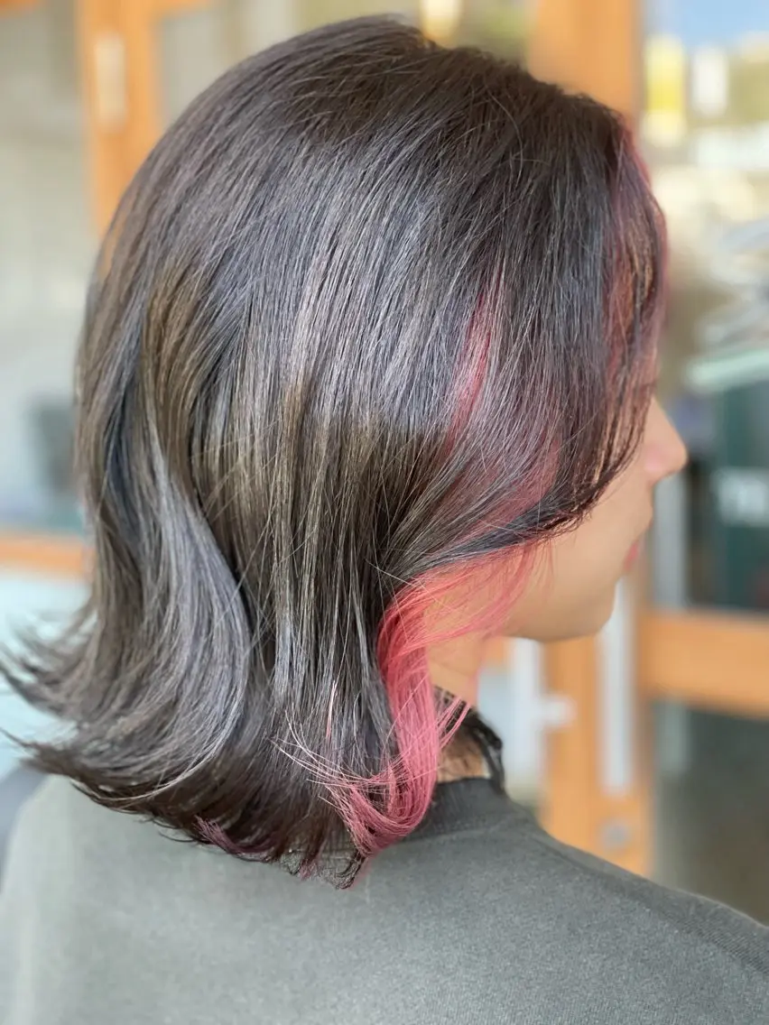 セミロング カラー ベージュカラー ブリーチ ピンクカラー ピンクベージュ 顔周りカット Snaly カラー特化ページのヘアスタイル