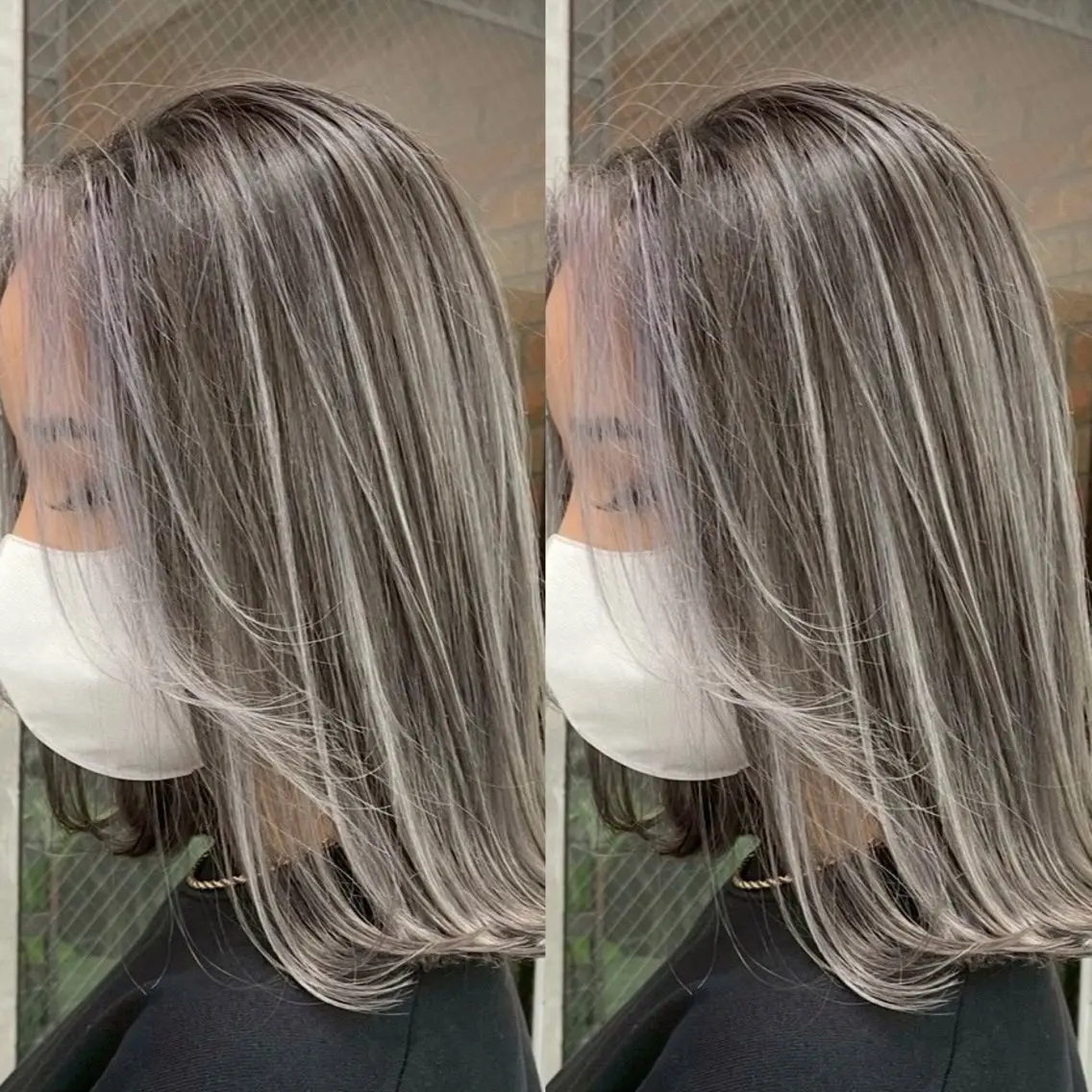 ロング カラー ベージュカラー ブリーチ ケアブリーチ グレージュ ハイライトカラー カット ヘアカラー トリートメント 表参道/ハイライト バレイヤージュのヘアスタイル