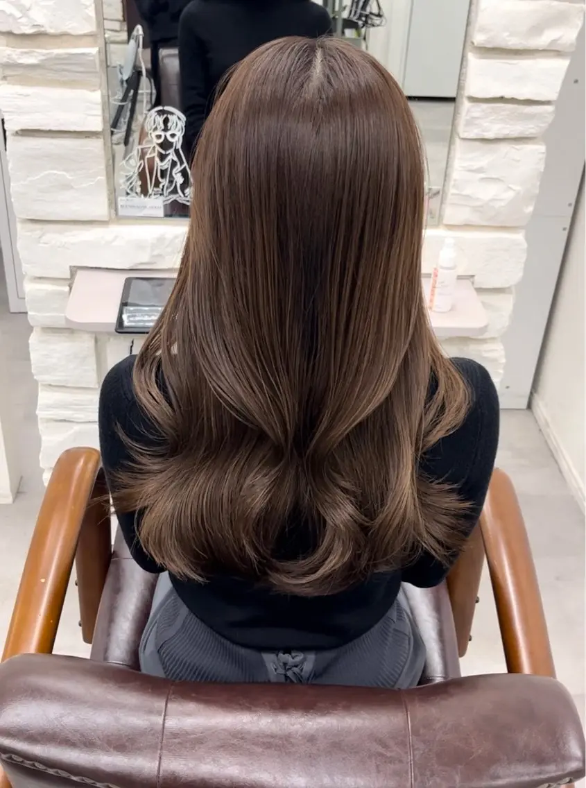 ロング カラー ベージュカラー カット ヘアカラー トリートメント 天王寺韓国ヘア 小山歓実のヘアスタイル