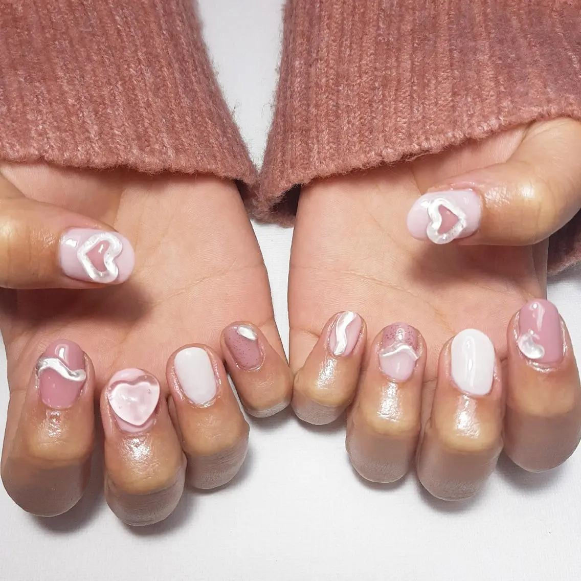 ネイル ハート ピンク 春ネイル owlnail /持込みデザイン専門のネイルデザイン