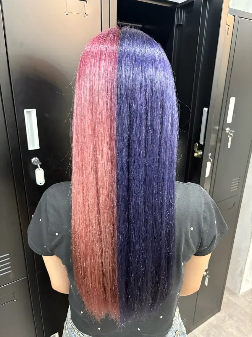 ロング カラー ブリーチ ピンクカラー ツートーンカラー ALLEN hair /まなのヘアスタイル