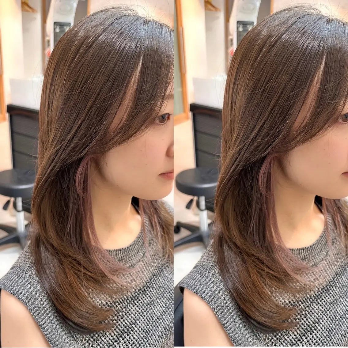 ロング カラー カット ヘアカラー トリートメント 岡野 静華のヘアスタイル