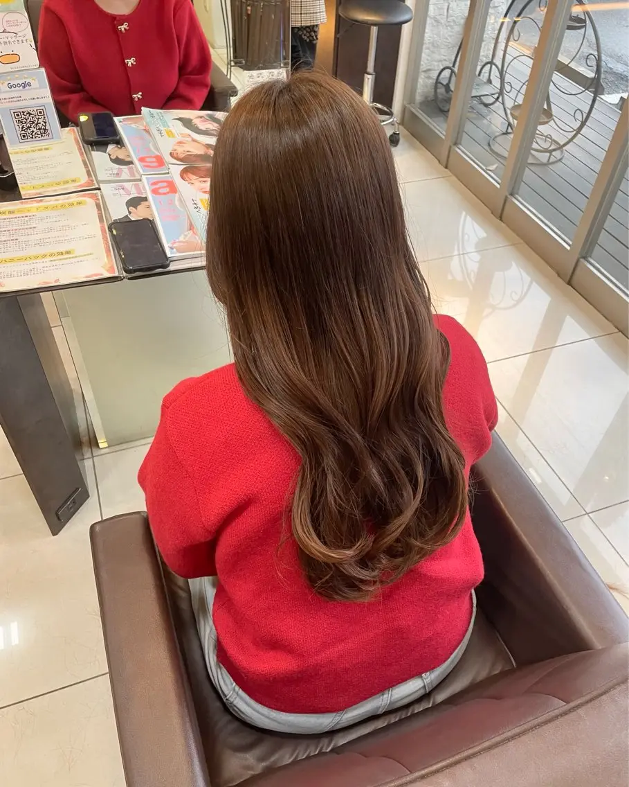 セミロング カラー 🤎韓国ヘア ベージュ まゆか🤎のヘアスタイル
