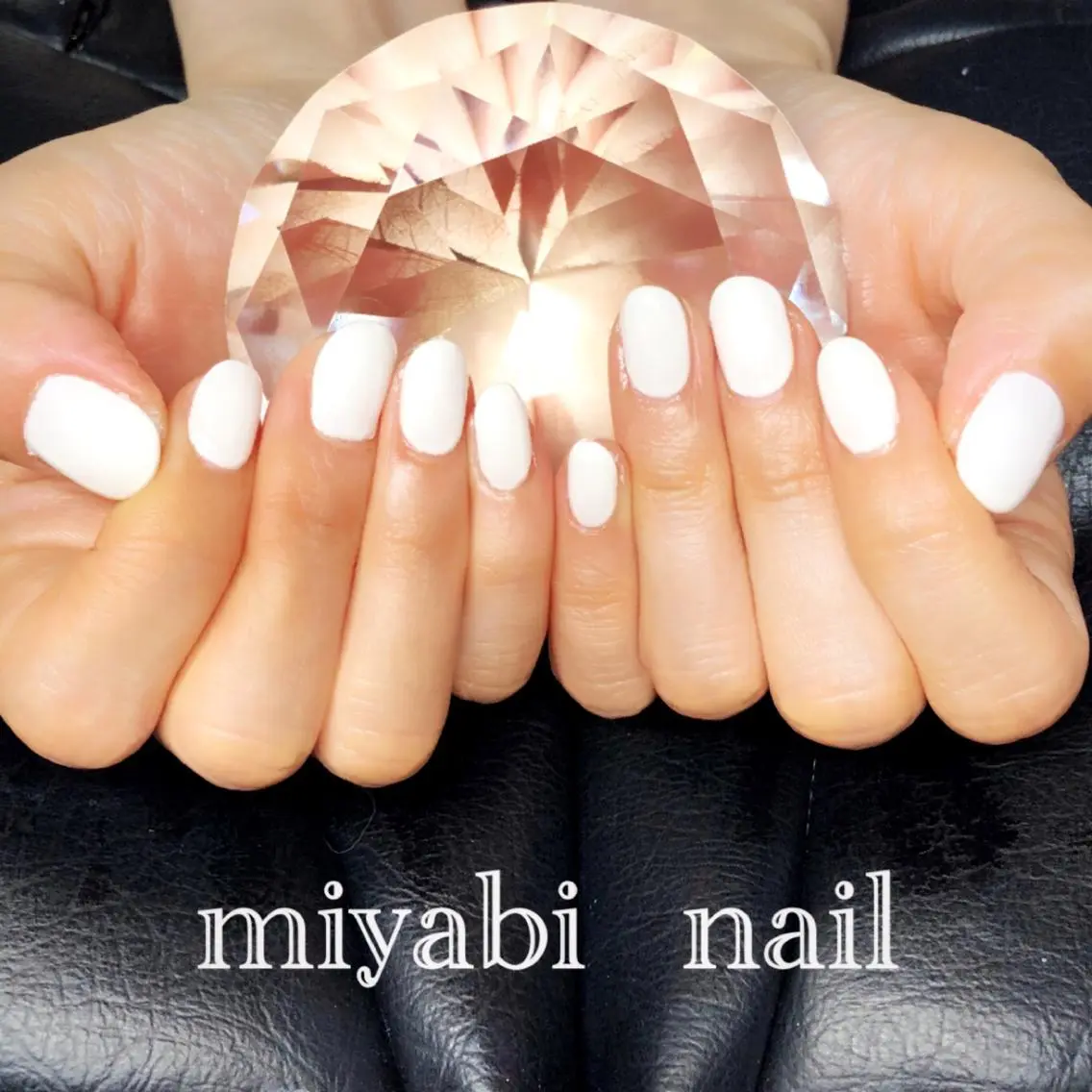 ネイル ジェルネイル ワンカラーネイル ショートネイル シンプルネイル ホワイト ハンドネイル miyabi nail 桂川駅近くのネイルデザイン