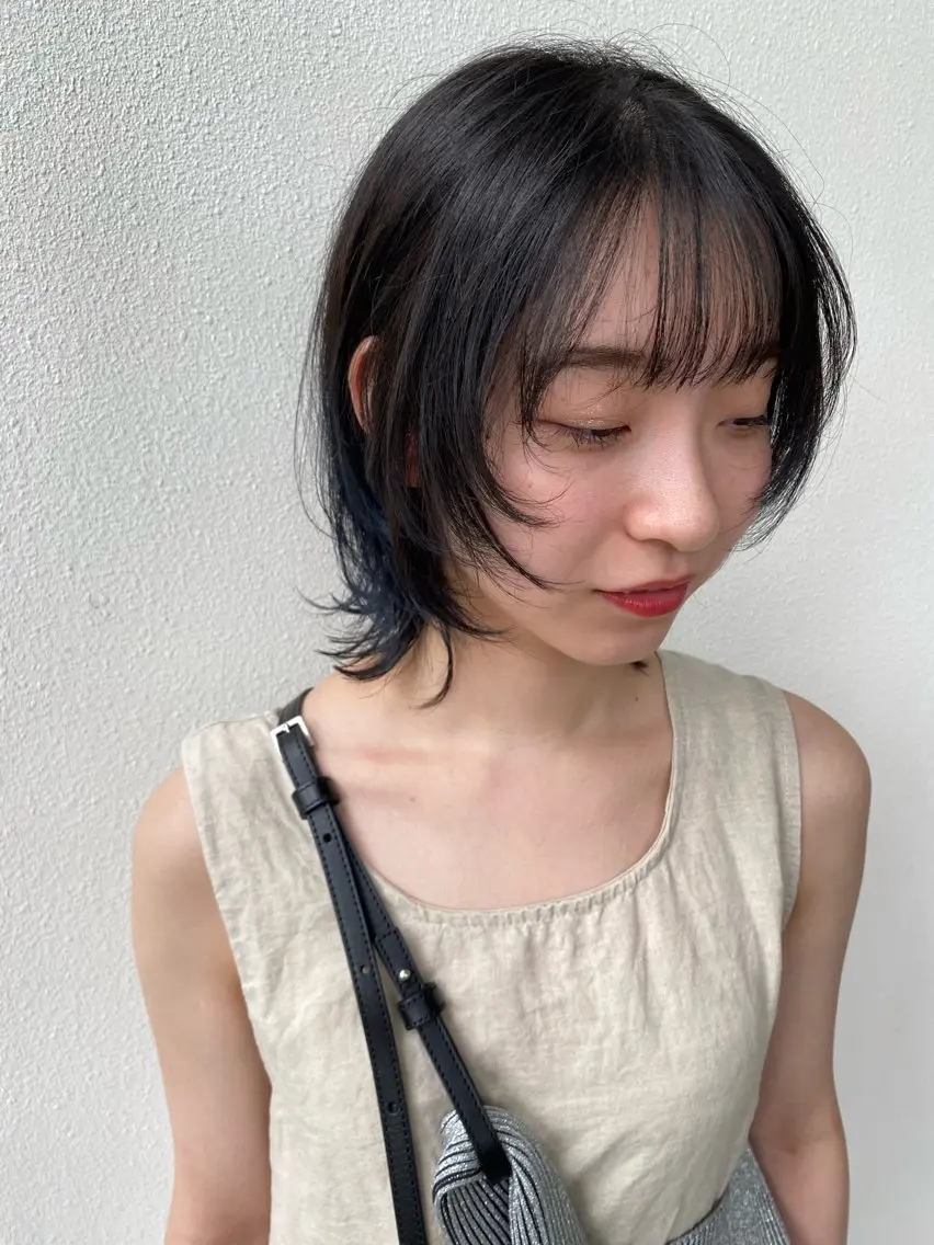 ミディアム ウルフカット カット ヘアカラー トリートメント LUVISM新潟🎀 透明感カラー/ミユのヘアスタイル